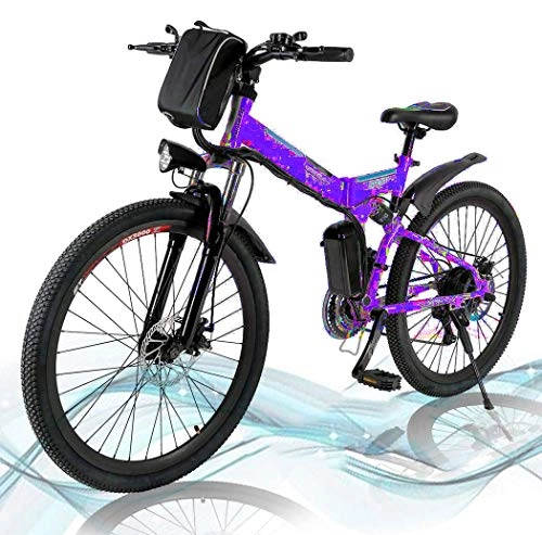 Zusammenklappbares elektrisches Mountainbike : Faltbares E-Bike, 36V 250W Elektrofahrräder, 8A Lithium Batterie Mountainbike, 26 Zoll Große Kapazität Pedelec mit Lithium-Akku und Ladegerät