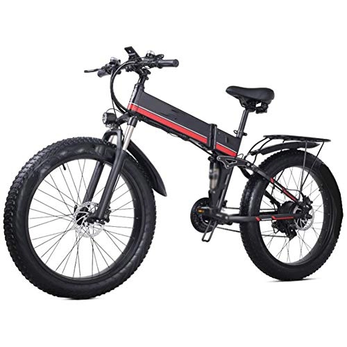 Zusammenklappbares elektrisches Mountainbike : FZYE 26 Zoll Elektrofahrräder Bicycle, Folding Ebike Fahrrad 1000W 48V / 12.8Ah Mountainbike Radsportscheinwerfer-LED-Anzeige Sport Outdoor Freizeit, Rot