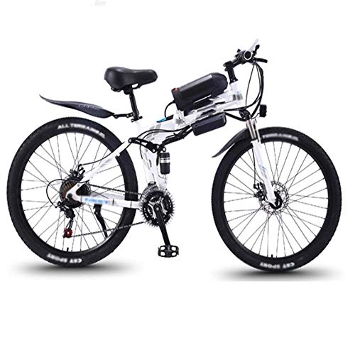 Zusammenklappbares elektrisches Mountainbike : FZYE 26 Zoll Folding Elektrofahrräder, 36V13A Fahrrad 350W Berg Fahrräder Sport Outdoor Freizeit Bike, Weiß