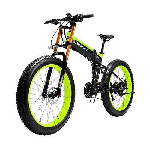 Zusammenklappbares elektrisches Mountainbike : HND Electric Elektrofahrrad HNDXT7+ | Schwarz-grün | 48V 14.5Ah Akku | Einstellbare Geschwindigkeit | Herausnehmbarer Akku | 26″ Räder | Belastbarkeit bis zu 180 kg