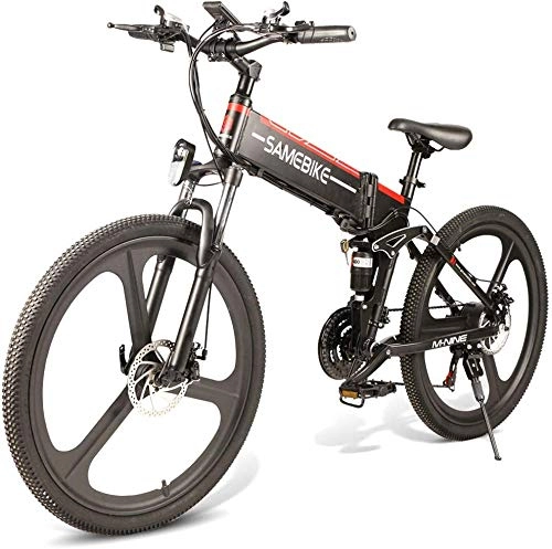Zusammenklappbares elektrisches Mountainbike : Hvoz Mountainbike, Faltbar Mountainbike Elektrisch Fahrrad 26 Inch 350W Bürstenloser Motor 48V Tragbar für Außen - Schwarz