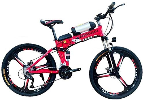 Zusammenklappbares elektrisches Mountainbike : JXXU 26" Elektro Off-Road Bike, 350W Brushless Motor Aluminiumlegierung Erwachsene Electric Mountain Bike 27 Geschwindigkeit Wechsel 36V 10Ah-Batterie Dual-Scheibenbremsen mit Kettle