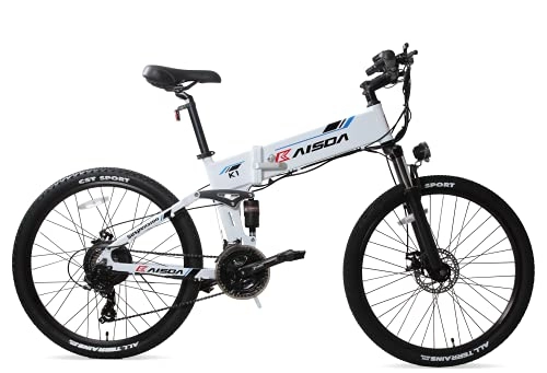 Zusammenklappbares elektrisches Mountainbike : KAISDA E-Bike 26 Zoll Faltbares E-Mountainbike 25km / h mit 48V 10, 4Ah Litium-Ionen-Batterie LCD Bildschirm und Handyhalterung Shimano 21-Gänge für Damen Herren