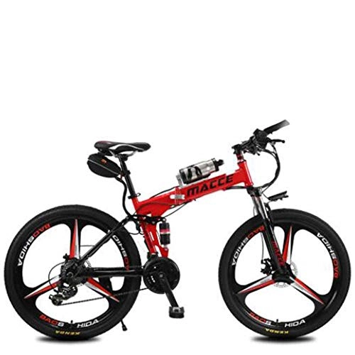 Zusammenklappbares elektrisches Mountainbike : KT Mall Elektro-Fahrrad-Lithium-Batterie Folding Mountain Bike Adult einzelnes Rad Wasserflasche beweglich und bequem Strom, Rot, Endurance 20km6.8A