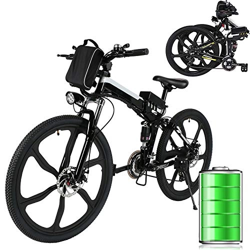 Zusammenklappbares elektrisches Mountainbike : Laiozyen E-Bike Faltrad Mountainbike Elektrofahrrad mit 21-Gang Shimano Nabenschaltung, 250W, 8AH, 36V Lithium-Ionen-Akku, 26" Zoll, Pedelec Citybike Stadtrad leicht (Schwarz 2)