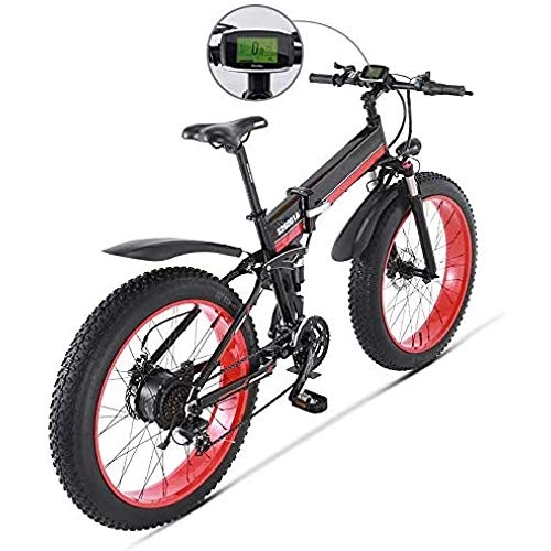 Zusammenklappbares elektrisches Mountainbike : LIMQ Elektrofahrrad 1000W Elektro-Strandrad 4.0 Fat Tire Elektrofahrrad 48V Herren Mountainbike Schnee E-Bike 26-Zoll-Fahrrad