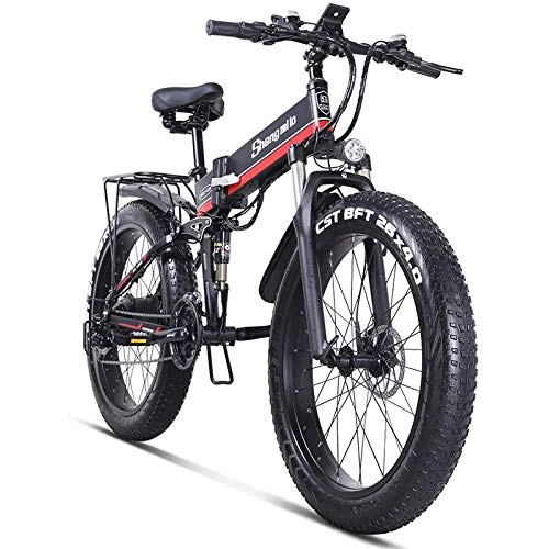 Zusammenklappbares elektrisches Mountainbike : LIMQ Elektrofahrrad 1000W Elektrofahrrad 4 0 Fat Tire Elektrofahrrad 48V Herren Mountainbike Schnee E-Bike, Red