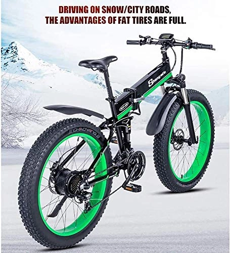 Zusammenklappbares elektrisches Mountainbike : LIMQ Elektrofahrrad E-Bike 48V1000W Elektro-Mountainbike Elektro-Faltrad 4.0 Fettreifen Elektrofahrrad Strand Neve Snowbike