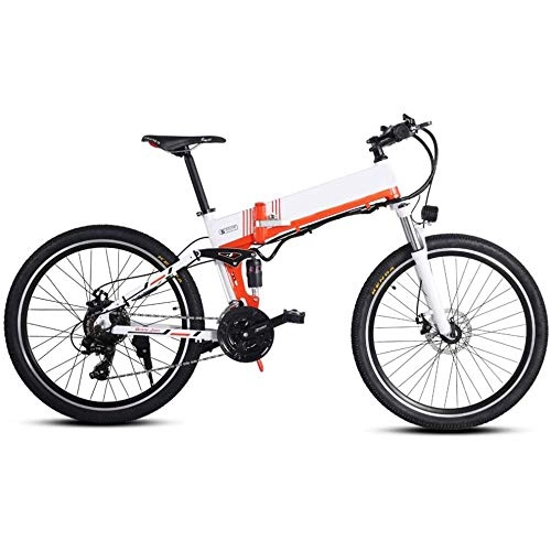 Zusammenklappbares elektrisches Mountainbike : LIMQ Elektrofahrrad Fr Erwachsene 26 Zoll E- Bike Mountainbike 21 Gang Kettenschaltung Mit Scheibenbremse Elektrofahrrad, Orange