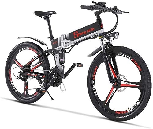 Zusammenklappbares elektrisches Mountainbike : Lincjly 2020 Verbesserte Electric Mountain Bike Folding Ebike 26-Zoll-350W 21 Gang Shimano Umwerfer Doppelscheibenbremse Smart-Elektro-Fahrrad, Reise frei (Color : Black)