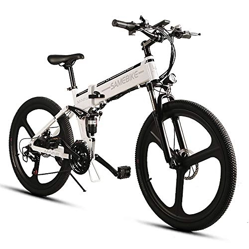 Zusammenklappbares elektrisches Mountainbike : LNNUKc 26-Zoll-Folding Electric Bike Power-Assist-elektrisches Fahrrad E-Bike Conjoined Rim Scooter 48V 350W Motor (Farbe : Weiß)