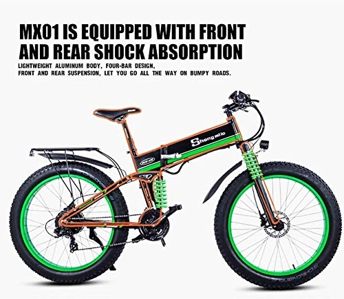 Zusammenklappbares elektrisches Mountainbike : LPKK 1000w 48v elektrisches Fahrrad elektrisches Fahrrad Lithium-Batterie Fat Tire Folding Roller Erwachsener elektrisches Fahrrad Ebike Berg Schnee Bike 0814
