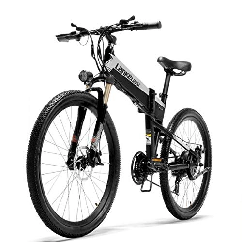 Zusammenklappbares elektrisches Mountainbike : LXLTLB Elektrofahrrad Erwachsener 26 Zoll E- Bike Mountainbike 48V 10.4AH Lithium Batterie 21 Gang Getriebe Faltbares Stoßdämpfung