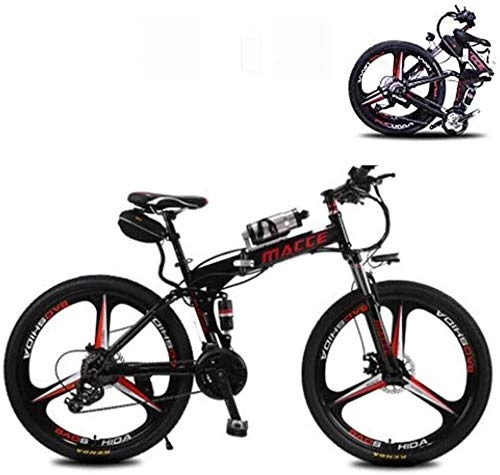 Zusammenklappbares elektrisches Mountainbike : LZMX 26-Zoll-Adult Folding Elektro-Fahrrad, 21-Gang Electric Mountain Bike mit 36V 6.8A Lithium-Batterie, 21-Gang 3 Antriebsart, Geeignet for das Reiten Heimtrainer (Color : Black)