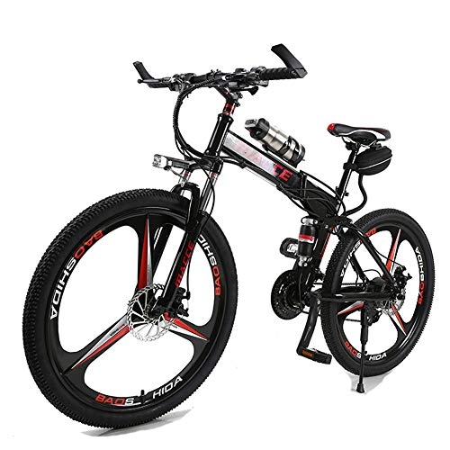 Zusammenklappbares elektrisches Mountainbike : NA Elektro-Bike Folding Electric Mountain Radfahren Fahrrad fr Erwachsene, 250W 26 '' Elektro-Fahrrad mit 36V 6.8AH Lithium-Ionen-Akku, 21 Geschwindigkeit Shifte, Schwarz