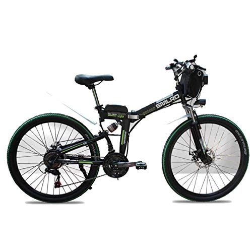 Zusammenklappbares elektrisches Mountainbike : NZ-Children's bicycles 48V elektrisches Mountainbike, 26 Zoll Faltbares E-Bike mit 4.0"Fat Tires Speichenrädern, Premium Vollfederung, Schwarz