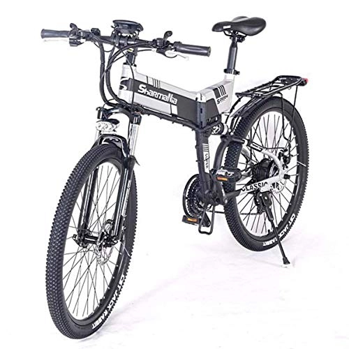 Zusammenklappbares elektrisches Mountainbike : NZ-Children's bicycles Power Plus Elektrisches Mountainbike, 26 '' Elektrisches Fahrrad mit 36 V 10, 4 Ah Lithium-Ionen-Akku, Aluminiumrahmen mit mechanischen Scheibenbremsen, Schwarz