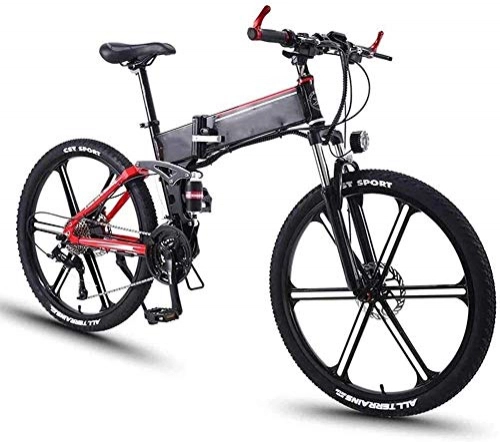 Zusammenklappbares elektrisches Mountainbike : PARTAS Sightseeing / Commuting Tool - Electric Mountain Bike, 26 Zoll-Aluminiumlegierung faltbarer Bike350w 36V / 8Ah Lithium-Batterie-elektrisches Fahrrad 27 Speed ​​Power Bike (Color : Black)