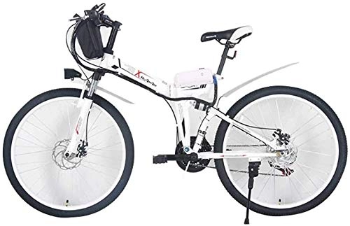 Zusammenklappbares elektrisches Mountainbike : PARTAS Sightseeing / Commuting Tool - Electric Mountain Bike, 26-Zoll-Elektro-Fahrrad, 36v Abnehmbare Lithium-Batterie -250w Brushless Motor-Hartstahl Faltrahmen-Scheibenbremse (Color : White)
