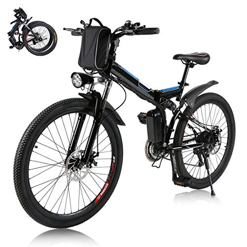 Zusammenklappbares elektrisches Mountainbike : potkcroa E-Bike, 26 Zoll Elektrofahrrad Klappbar, 250W und 21 Gang-Schaltung Elektrofahrrad, bewegliche 36V / 8Ah Lithiumbatterie（DE Stock