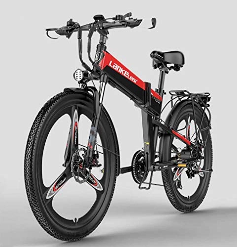 Zusammenklappbares elektrisches Mountainbike : Qinmo Elektro-Fahrrad, Elektro-Mountainbike 26 Zoll Folding Elektro-Fahrrad mit 400W 48V Li-Batterie, 21 Geschwindigkeit wasserdichtem Pendeln Ebike mit Rcksitz for Erwachsene