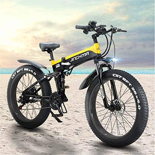 Zusammenklappbares elektrisches Mountainbike : RDJM Ebike e-Bike 26 Zoll Electric Mountain Bike, 4, 0 Fat Tire Bike Schnee, 48V500W Motor / 13AH Lithium-Batterie weicher Schwanz Bike, mit LCD-Display und Front-LED-Scheinwerfer