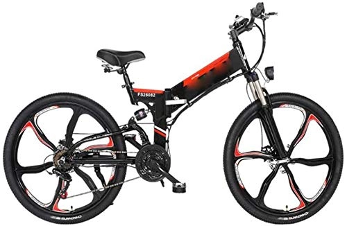 Zusammenklappbares elektrisches Mountainbike : RDJM Ebike e-Bike, Elektro-Fahrrad Folding Transport Electric Mountain Bike Doppelscheibenbremse Stoßdämpfung Commuter Fitness (Color : Black, Size : 12.8AH)