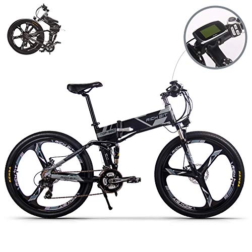 Zusammenklappbares elektrisches Mountainbike : RICHBIT eBike RLH-860 Elektro-Fahrrad Klapp Mountainbike MTB E Bike 36V * 250W 12.8Ah Lithium - Eisen Batterie 26Zoll Magnesium Integriertes Rad (Grau)