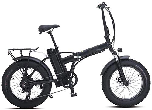 Zusammenklappbares elektrisches Mountainbike : RVTYR Elektro-Schnee-Fahrrad-500W 20 Zoll Folding Mountain Bike mit 48V 15AH Lithium-Batterie und Scheibenbremse Elektro klapprad (Color : Black)
