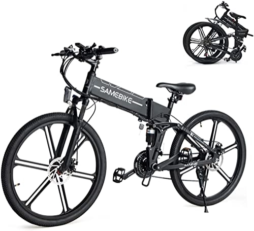 Zusammenklappbares elektrisches Mountainbike : SAMEBIKE LO26-II Upgrade-Version E-Bike klapprad 26 Zoll 48V 10Ah Mountainbike Shimano 21-Gang-Farb-LCD-Display City Bike Elektrofahrräder Herren Damen