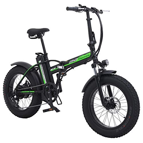 Zusammenklappbares elektrisches Mountainbike : Shengmilo 20 Zoll Elektrisches Fahrrad, faltendes elektrisches Fahrrad, Fetter Reifen Ebike, 48V 15AH, 500W (Black)