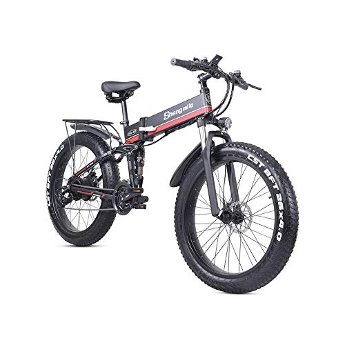 Zusammenklappbares elektrisches Mountainbike : Shengmilo 26 Zoll Elektrofahrräder Faltbares E-Bike E-MTB E-Mountainbike 48V 12.8Ah