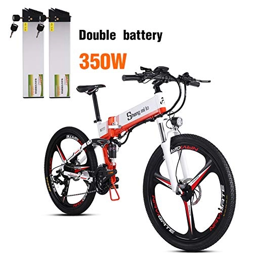 Zusammenklappbares elektrisches Mountainbike : Shengmilo Elektrisches Fahrrad Electric Bike e Bicycle Elektrofahrrad Mountainbike Fat Bike Fahrrad Lithium-Batterie with Herren Zoll Damen 48V M80 (orangenfarbig Doppelbatterien)
