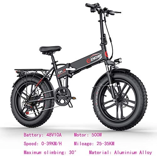 Zusammenklappbares elektrisches Mountainbike : SHIJING Elektro-Fahrrad 20 * 4.0inch Aluminium Faltbare elektrische Fahrrad-48V10A 500W 40KM / H 6g Leistungsstarke Fat Tire Bike Mountain Snow ebike, 2