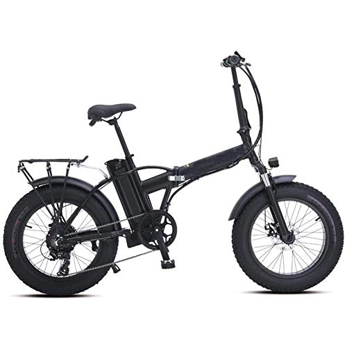 Zusammenklappbares elektrisches Mountainbike : Syxfckc Elektro-Fahrrad Schnee 500W 20-Zoll-Klapp Mountainbike, mit Einer Scheibenbremse und Einer Lithium-Batterie 48V 15AH (Color : Black)