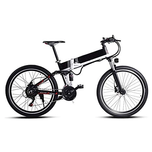 Zusammenklappbares elektrisches Mountainbike : Syxfckc Folding elektrisches Fahrrad elektrische Fahrräder for Erwachsene 26 Zoll, wobei die Rücksitz 48V 500W Leistung Lithium-Ionen-Batterien und dem Motor 21 Drehzahl
