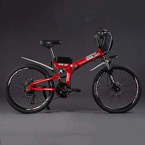 Zusammenklappbares elektrisches Mountainbike : SZPDD Mountainbike Elektro-Fahrrad 36V350W 8Ah Leistungsstarke Elektro-Fat Bike Lithium-Batterie Off Road Bike, Rot, 24inch