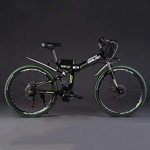 Zusammenklappbares elektrisches Mountainbike : SZPDD Mountainbike Elektro-Fahrrad 48V350W 10Ah Leistungsstarke Elektro-Fat Bike Lithium-Batterie Off Road Bike, Blackgreen, 24inches