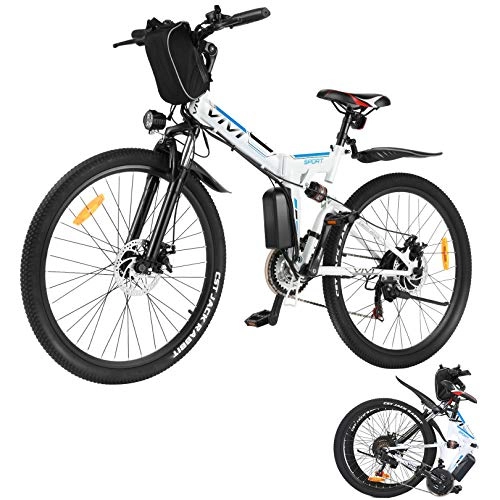 Zusammenklappbares elektrisches Mountainbike : Vivi Elektrofahrrad E-Bike Herren und Damen, 350W 26 Zoll E-Bike Mountainbike Faltbares E Bike, Shimano 21-Gang und 36V 10Ah Lithium-Batterie