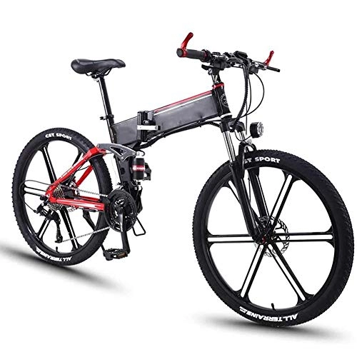 Zusammenklappbares elektrisches Mountainbike : WXX Adult Electric Mountain Bike, 26 Zoll-Aluminiumlegierung Faltbarer Bike350w 36V / 8Ah Lithium-Batterie-elektrisches Fahrrad 27 Speed ​​Power Bike, Schwarz