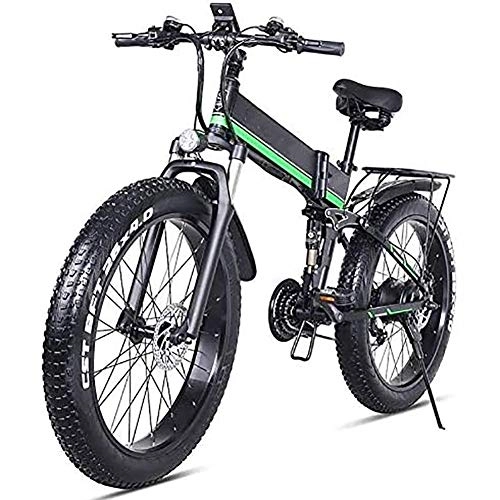 Zusammenklappbares elektrisches Mountainbike : WXX Erwachsene Folding Electric Bike, 4.0 Maxi-Reifen 26 Zoll 48V / 12.8AH / 1000W Off Road Mountain Bike DREI Riding Mode Batterie Fahrrad, Grn