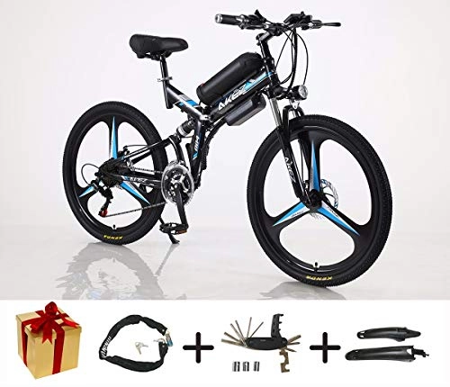 Zusammenklappbares elektrisches Mountainbike : XCBY E-Bike, Elektro Fahrrad - 26 Zoll Rad Elektrofahrrad Aluminiumlegierung 36V 250W Mountainbike-Fahrrad, Shimano 21-Gang für Erwachsene Black-70KM