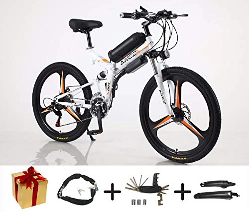 Zusammenklappbares elektrisches Mountainbike : XCBY Elektro Fahrrad, Urban E-Bike - 26 Zoll Rad Elektrofahrrad Aluminiumlegierung 36V 350W Mountainbike-Fahrrad, Shimano 21-Gang für Erwachsene White-70KM