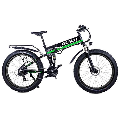 Zusammenklappbares elektrisches Mountainbike : Xiaoyue Electric Mountain Bike 26 Zoll 48V 12Ah Abnehmbare Lithium-Batterie Folding Fat Tire E-Bike mit Rear Seat lalay