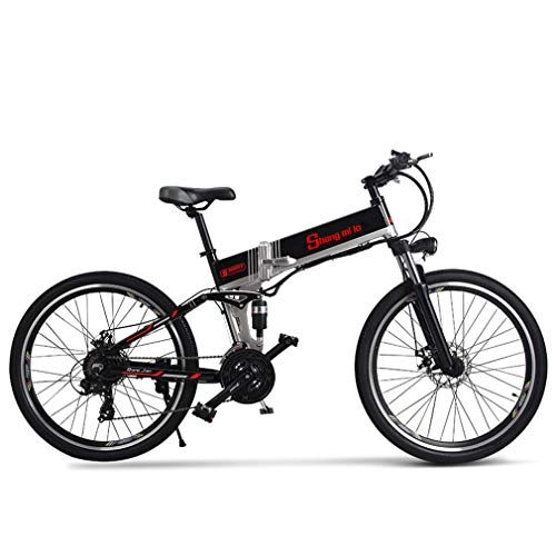 Zusammenklappbares elektrisches Mountainbike : Yd&h 26" Electric Mountain Bike, Erwachsene Folding Elektro-Fahrrad Mit Austauschbaren Lithium-Ionen-Akku (48V 350W), 21 Speed ​​Gear Und DREI Arbeitsmodi, A, 48V 180Km