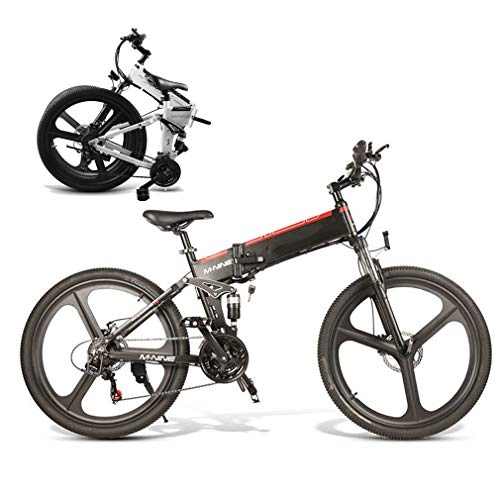 Zusammenklappbares elektrisches Mountainbike : Ydshyth Elektrofahrrad Mountainbike 26 Zoll Elektrisches Fahrrad Mit Lithium-Akku 48 V 10Ah & 350 W Motor & 21-Gang-Schalthebel, Schwarz