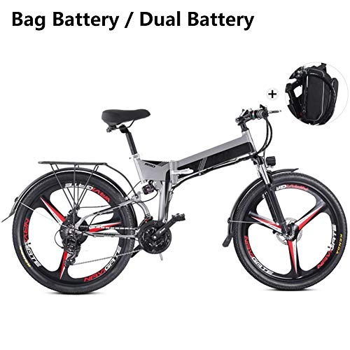 Zusammenklappbares elektrisches Mountainbike : Ylight 26 Zoll Electric Fat Tire Bike, Mountain E-Bike, 2 PCS 12.8A Lithium Batterie Inbegriffen, DREI Messerrder, Blau