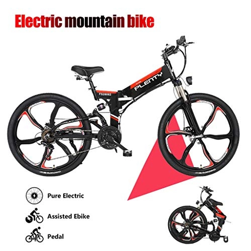 Zusammenklappbares elektrisches Mountainbike : ZJGZDCP Elektro-Folding Mountain Bike Mit Abnehmbarem 48V / 10AH Lithium-Ionen-Akku 480W Motor Elektro-E-Fahrrad-Straßen-Berg Schnee Pendelt Elektrisches Fahrrad (Color : Black)