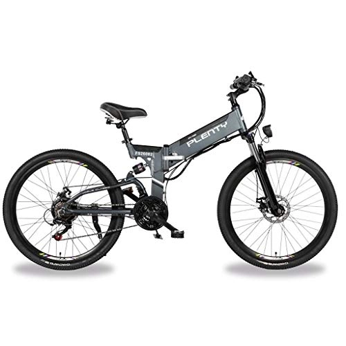 Zusammenklappbares elektrisches Mountainbike : ZJGZDCP Erwachsene Folding Elektro-Fahrräder Aluminium 26inch Ebike 48V 350W 10AH Lithium-Batterie-Doppelscheibenbremsen DREI Riding Mode mit LED-Fahrrad-Licht (Color : Gray, Size : 12.8AH-614WH)