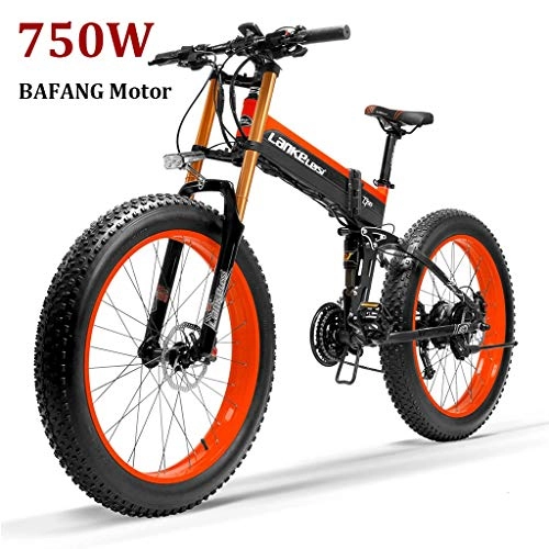 Zusammenklappbares elektrisches Mountainbike : ZJGZDCP Fat Tire Elektro-Fahrrad 26inch E-Bike mit 48V 10Ah Lithium-Batterie Shimano 21-Gang Mountainbike for Erwachsene 750W Big Motor (Color : RED, Size : 750W)